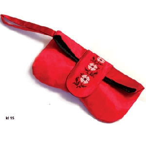 Clutch Handbag With Embroidery. Red