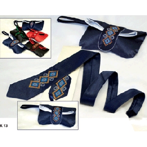 Clutch Handbag And Tie With Embroidery. Blue 2