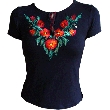 Embroidered Black Blouse With Poppy's