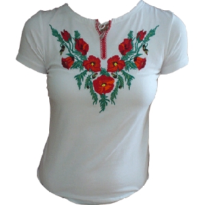 Embroidered White Blouse With Poppy's