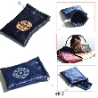 Embroidered Reversible Pouch (Black/Blue)