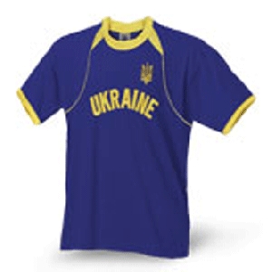 Ukrainian Stretchy T-Shirt "UKRAINE WITH TRYZUB"". Blue