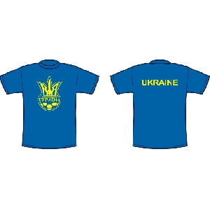 T-Shirt of Ukrainian National Soccer Team. Blue Colour