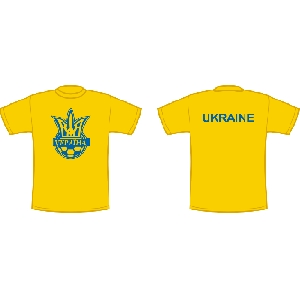T-Shirt of Ukrainian National Soccer Team. Yellow Colour
