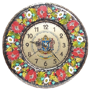 Handcrafted Clock "Coat of Ukraine". FWG01