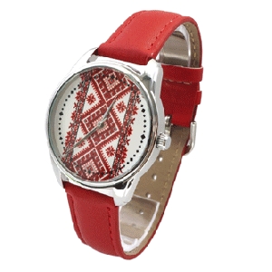 Watch With Embroidery. Red