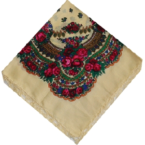 Ukrainian Traditional Shawl. Cream