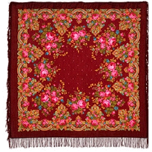 Woolen Shawl "Summer Twilight". Red