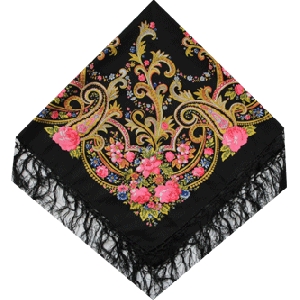 Woolen-Silk Shawl. Black 1