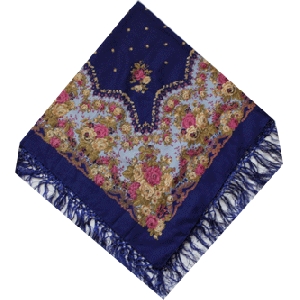 Woolen-Silk Shawl. Dark Blue