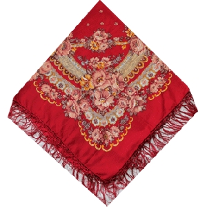 Woolen-Silk Shawl. Red 1