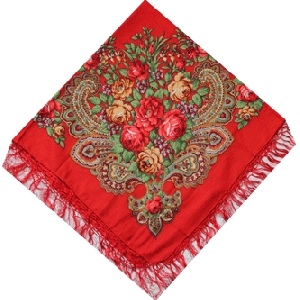 Woolen-Silk Shawl. Red 2