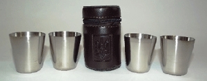 Travel Set 4 Shot Glasses In Leather Case 1