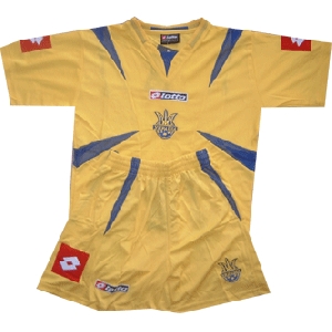 LOTTO, Home Replica Ukrainian National Team Soccer Set. # 7 Shevchenko. Yellow Shorts & Yellow Jersey