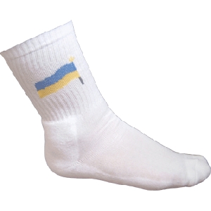 Ukrainian Logo Socks. Long Casf. White. Ladies & Junior