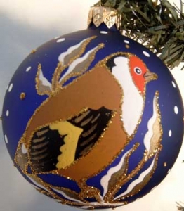 Christmas Ornaments "Paradise Bird" Blue Colour. Four Ornaments Per Pack.