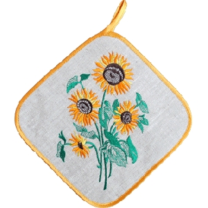 Embroidered Linen Pot Holder 4