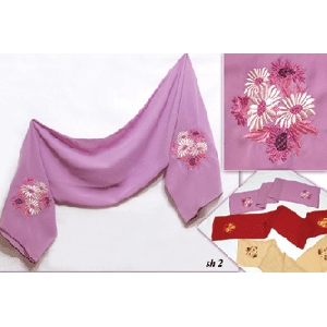Women's Syringa Color Chiffon Scarf With Embroidery