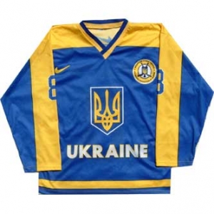 Home, Hockey Training Jersey of Ukraine. #8 Khrystych
