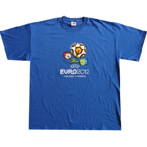 UEFA EURO 2012 Logo Poland-Ukraine T-Shirt. Blue