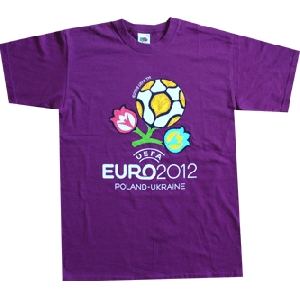 UEFA EURO 2012 Logo Poland-Ukraine T-Shirt. Cardinal