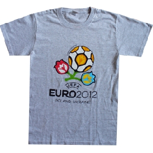 UEFA EURO 2012 Logo Poland-Ukraine T-Shirt. Ash