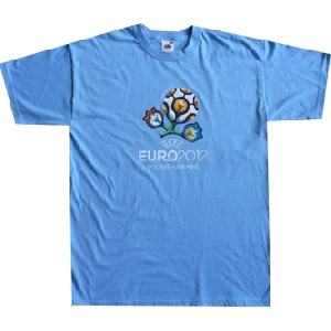 Футболка з емблемою UEFA EURO 2012 Польша-Україна. Світло синя