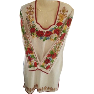 Homespun Fabric Hand Embroidered Dress. W2