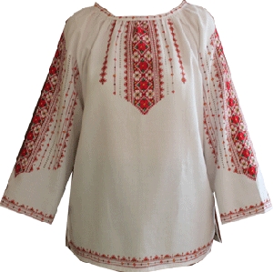 Homespun Fabric Hand Embroidered Blouse. W1