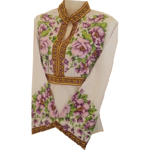 Homespun Fabric Hand Embroidered Blouse. W4