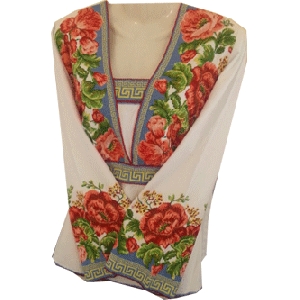Homespun Fabric Hand Embroidered Blouse. W5