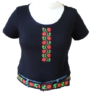 Black Top And Belt With Roses