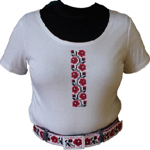 White Top And Belt With Roses