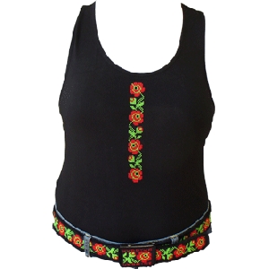 Black Tank Top and Belt With Roses